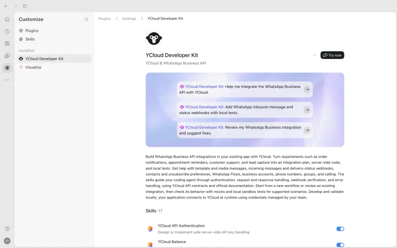 YCloud Developer Kit Plugin Overview