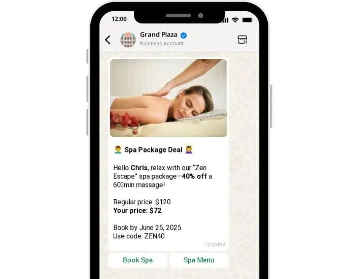 水疗套餐 - WhatsApp 报价