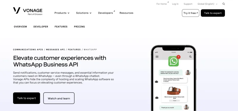 WhatsApp API providers in Brazil - Vonage