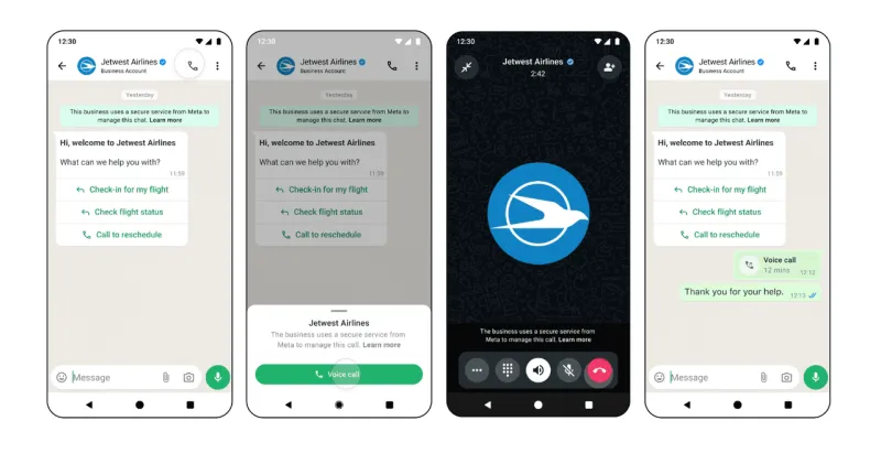 您 WhatsApp Business 个人资料上的呼叫按钮
