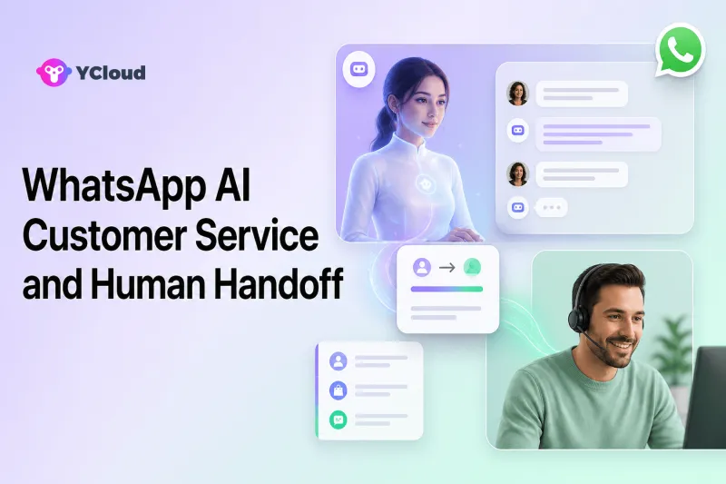 WhatsApp AI Customer Service and Human Handoff — YCloud Blog cover