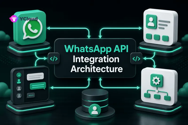 WhatsApp API Integration Architecture for CRM and Support — YCloud Blog cover